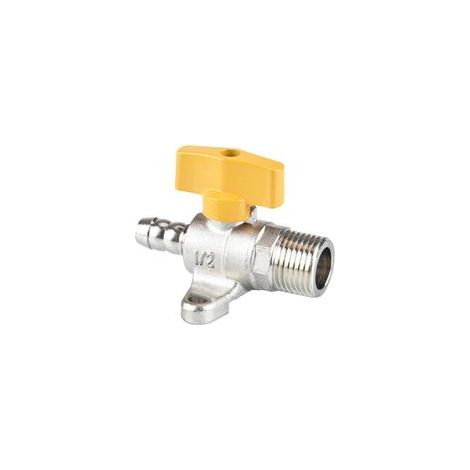 Connecteur de tuyau, robinet à boisseau sphérique à filetage mâle 1,27 cm, valve à gaz avec base, intersection de raccord d'arrêt, cannelé de tuyau (type A) (1/4)