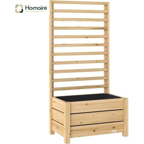 HOMAIRE Hochbeet mit Rankgitter Holz erhöhter Blumenkasten mit Spalier Naturholz