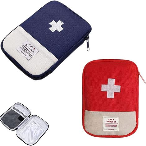 Erste Hilfe Tasche leer 2 Stück, Mini Reiseapotheke mit Fächern, wasserdicht
