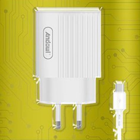 Andowl - Caricabatterie Con 2 Porte Usb 3.1a Con Cavo Type-c Ricarica Rapida Sicura Q-cd661 - (1/4)
