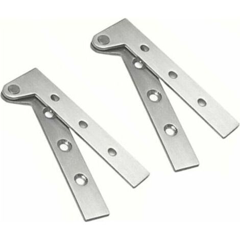 Lntyq Lot de 2 charnières pivotantes dissimulées en acier inoxydable, rotation à 360 degrés, charnières à couteau décalées de 4 pouces, charnière pivotante dissimulée, argent brossé,