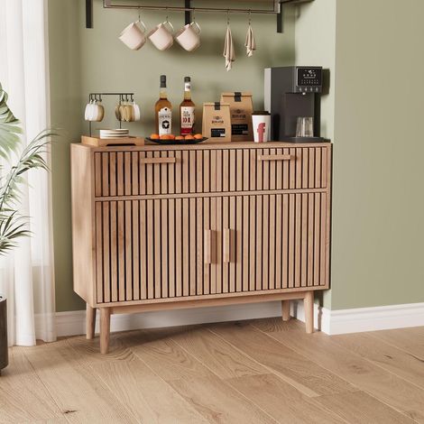 Sideboard mit 2 Schubladen und 2 Türen, Holzkommode für Wohnzimmer & Küche (1/5)