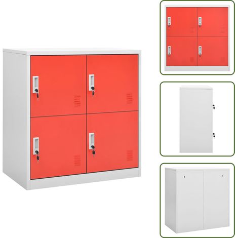 Armadietto per borse - vidaXL Armadietto a Chiave Grigio Chiaro e Rosso 90x45x92,5 cm Acciaio - Armadietto per libri