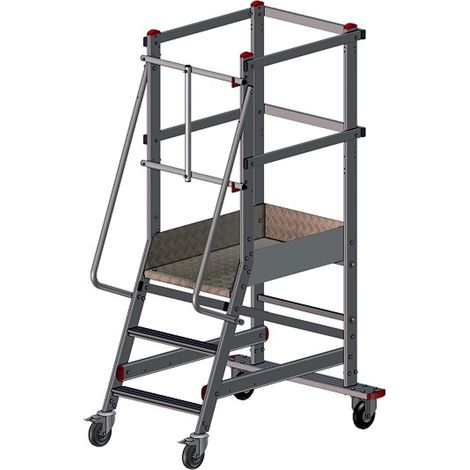 PROVOST - Escabeau aluminium monobloc 3 marches - Plateforme sécurisée avec garde-corps