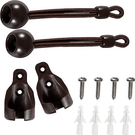Boucle de serrage marron pour cordon à ressort extérieur coupe-vent, cordon à billes pour store enrouleur ou tringle à rideaux, embout de fixation.