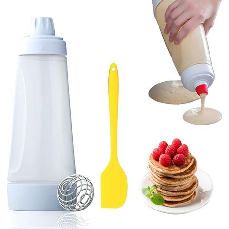 Distributeur de Pâte à Crêpes avec Boule de Mélange Gâteau de Crêpes, Distributeur de Pate a Crepe, Outil de Boulangerie Bouteille à Presser pour crêpes crêpes, Distributeur de Pate (1/5)