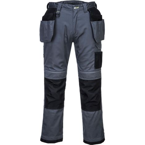 Pantalón labora en tejido de altas prestaciones bolsillo rodilleras Holster PW3 Bajos T602 41 pulgadas Gris/Negro