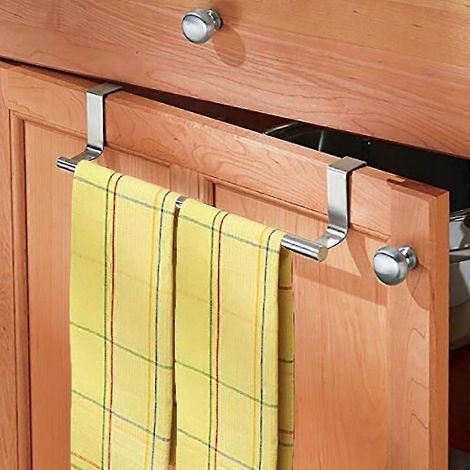 Porte-serviettes extra stable en acier inoxydable de 35,5 cm (14 pouces) de long, avec une barre, adapté aux cuisines, salles de bains, portes, placards et toilettes. (1/4)