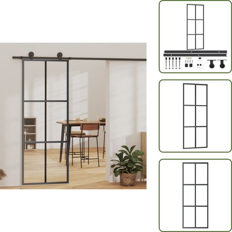 Porte coulissante et quincaillerie Verre ESG/Aluminium 76x205cm - Portes Coulissantes - Portes Vitrées - Porte Intérieur - Portails Coulissants - Quincaillerie Porte (1/5)