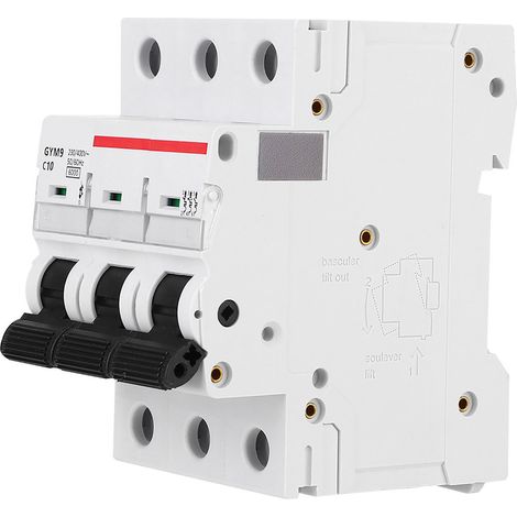 Disjoncteur miniature GYM9-C65, tripolaire, 400 V CA, disjoncteur haute qualité, 10 A