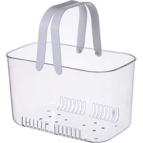 Panier De Rangement Plastique - 26x15x15 Cm - Pour Salle De Bain Cuisine Et Dortoir - Avec Poignées - Blanc - 1 Pièce (1/5)