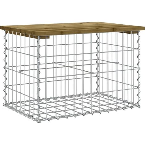 Banc de jardin Banc extérieur Banquette de jardin design gabion 63x44x42 cm bois de pin imprégné (1/5)