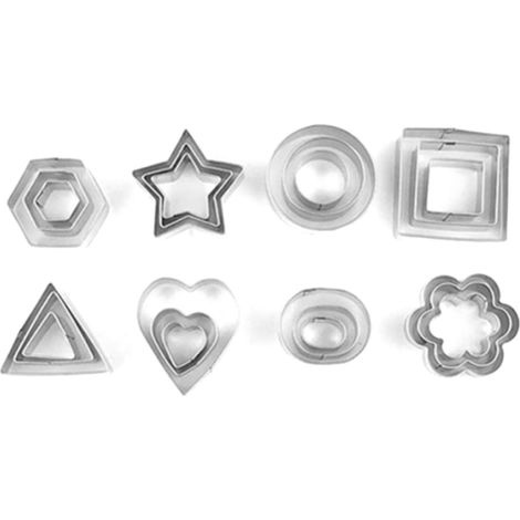 Ensemble de 24 emporte-pièces en acier inoxydable 430 pour biscuits, fruits et légumes, idéal pour la pâtisserie maison. (1/5)