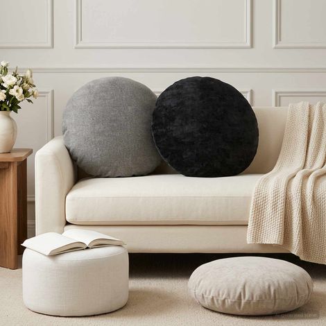 vidaXL Federa 2 pz HEERLEN Grigio Chiaro Ø 50 cm Tessuto Chenille