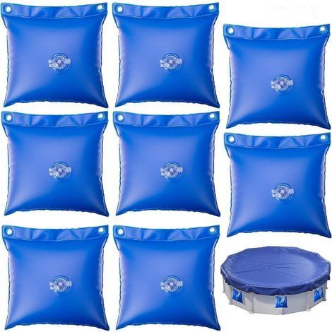 Lote de 8 bolsas de agua para piscina - Peso de agua cuadrado, pequeña bolsa de agua gruesa de PVC, para cubierta de piscina, para lastrar las lonas de piscina (1/5)