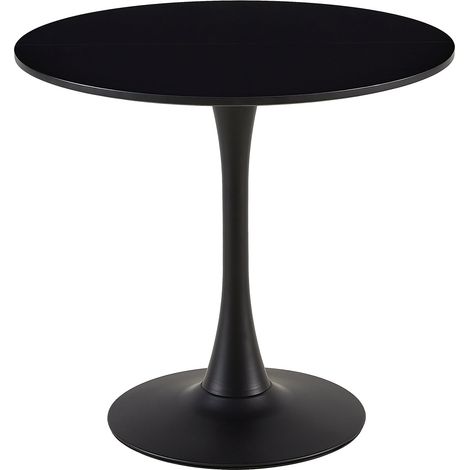 Eggree – Table à manger ronde noire scandinave 80x80cm – Acier avec finition enrobée de poudre – Résistante aux rayures – Pour petits espaces