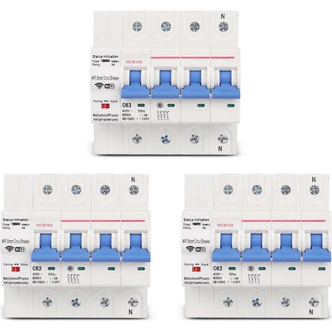 Disjoncteur intelligent Tuya triphasé 4P 380V 63A avec WiFi, commande à distance industrielle et temporisation via Amazon Alexa Echo. (1/5)