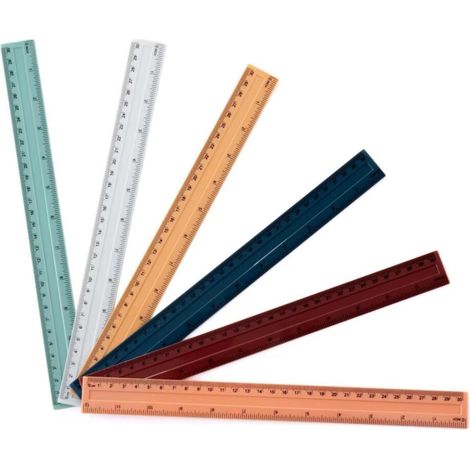 Lot de 6 règles en polymère - 30 cm - 6 couleurs différentes - Flexible - Règle de précision (12 pou