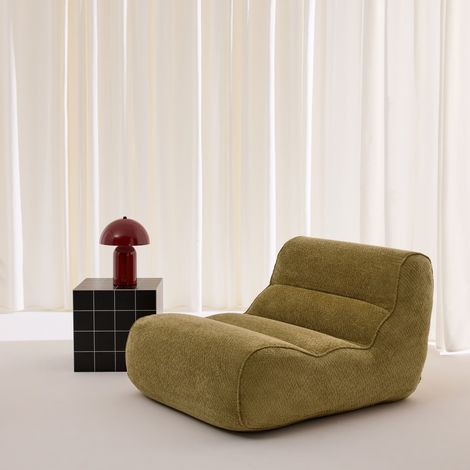 sweeek - Chauffeuse tissu chenille 1 place vert olive - Dario (1/5)