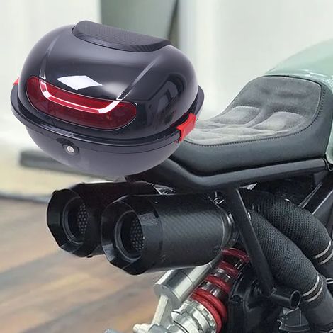 Coffre arrière de moto grande capacité, étanche et résistant aux chocs, compatible avec scooter, noir (1/5)