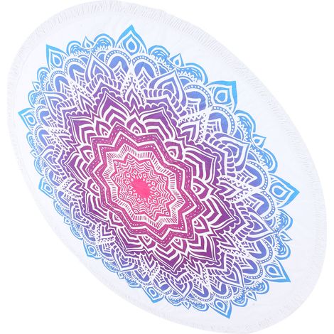 Serviette de plage ronde, couverture de plage circulaire à pompons, tapis de pique-nique surdimensionné pour enfants, n° 5 (1/5)