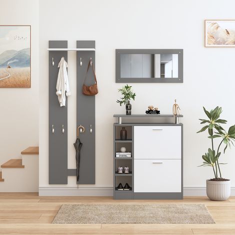 Set mobili ingresso con specchio e scarpiera OKMYHOME (1/5)