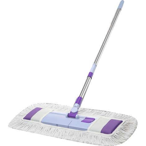 Balai plat flexible tête lavable microfibre acier inoxydable nettoyage sols maison sec humide efficace poussière saleté (1/4)
