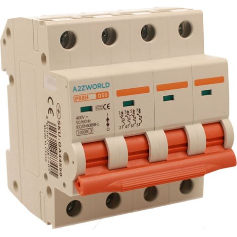 MCB Interruttore Magnetotermico Automatico Curva D 4P 4M 10000A D50A AC 400V IP20 IEC60898-1 PB8H (1/3)