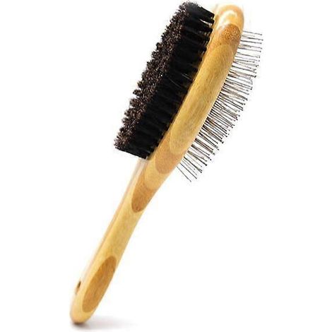 1 brosse double face pour chien/chat (24 x 7 cm), peigne de toilettage pour le massage et le démêlage, poils doux, idéale pour les poils courts, moyens et longs. (1/5)