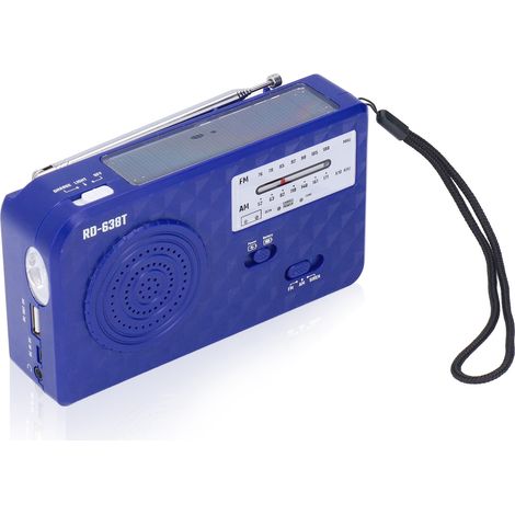 Handkurbel-Solarradio, multifunktionale Camping-Taschenlampe, USB-Ladefunktion, Notfallradio, blau (1/5)