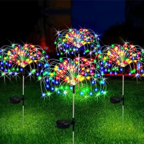 Solar-Gartenleuchten, wasserdicht, Feuerwerkslampe für den Außenbereich, 150 LEDs, IP65, Kupferdraht, 8 Modi, farbig, 120