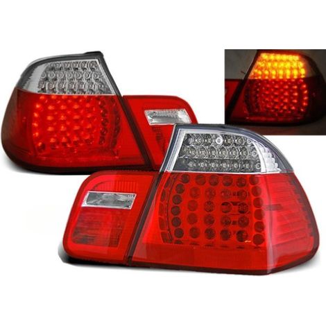 Paire de feux arriere BMW serie 3 E46 berline de 1998 a 2001 LED rouge et blanc (1/2)
