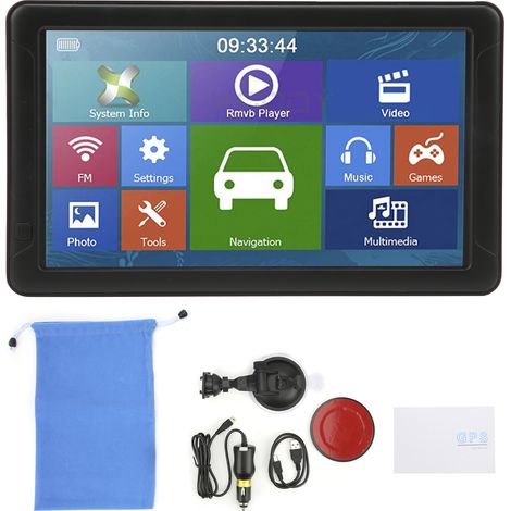 GPS de navigation automobile 9 pouces, grand écran tactile avec guidage vocal et points d'intérêt (POI), résolution 800×480, portable avec carte de l'Europe pour camions (1/5)