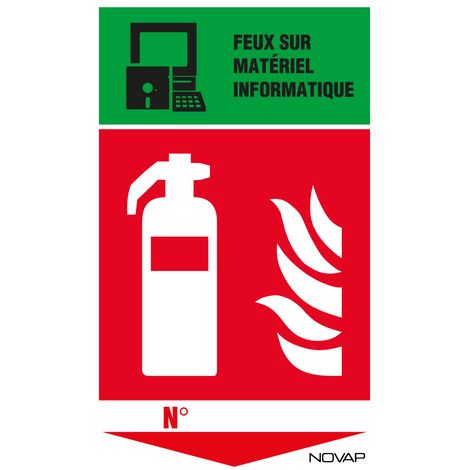 Panneau Extincteur feu sur matériel informatique - Rigide 330x200mm - 4034911