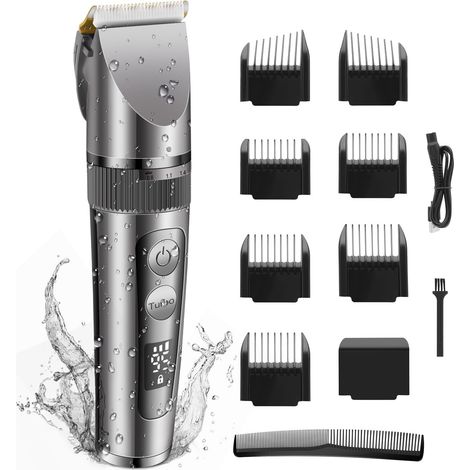 Tondeuse à cheveux électrique professionnelle IPX6 étanche, tondeuse pour cheveux longs et barbe avec écran LCD pour enfants et familles (1/5)