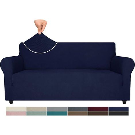 Housse de Canapé 3 Places avec Accoudoirs, Housse Canapé Extensible, Protection Canape Chien, Bleu (1/5)