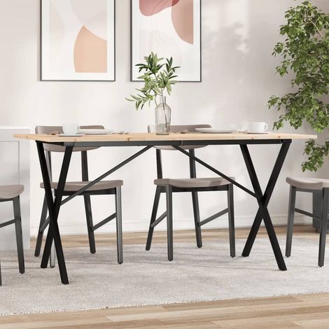 Esstisch X-Gestell 140x80x75 cm Massivholz Kiefer und Stahl