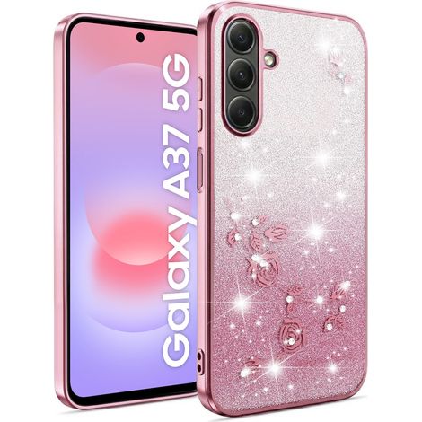Custodia per Samsung Galaxy A37 5G, fiore glitterato, rosa (1/3)