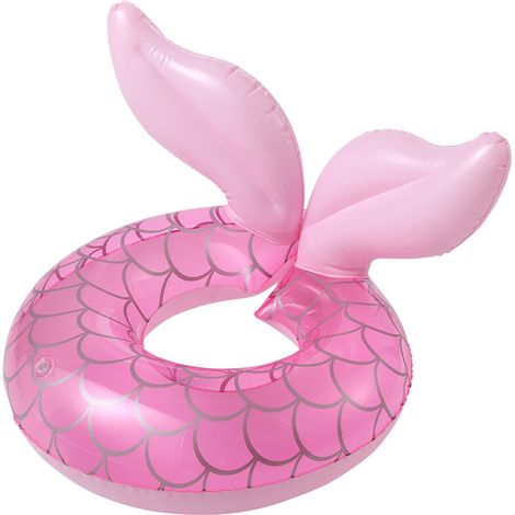Bouée gonflable rose en forme de queue de poisson, en PVC, pour enfants de 3 à 8 ans. (1/5)