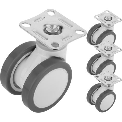 PrimeMatik - PU&ABS Roulettes pivotantes pour lit médicalisé, serrage de type plaque, 75x56x98mm 4-pack (1/5)