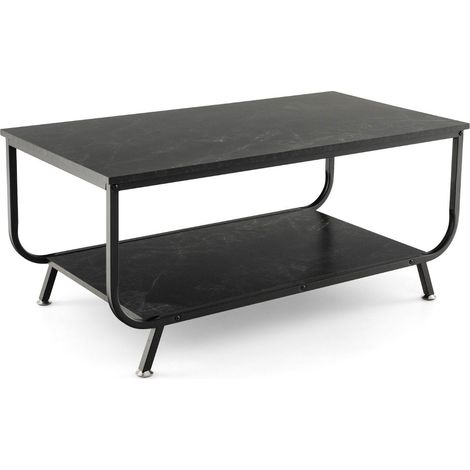 Marmor couchtisch rechteckiger couchtisch mit 2 ebenen 105 x 55 x 465 cm schwarz