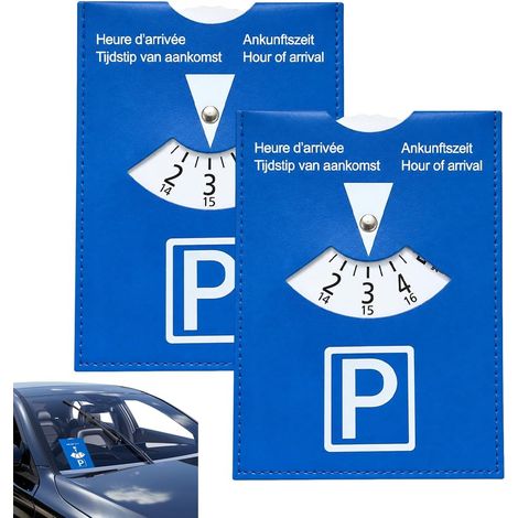 Lot De 2 Disques Stationnement Bleu Voiture En Pu, Disque Parking Zone Européenne Multilingue (Fr/De/En/Nl), Heure Réglable, Réutilisable 11×15 Cm (1/5)
