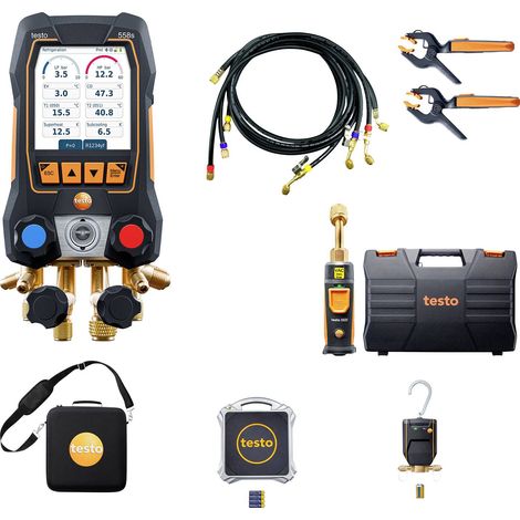 Monteurhilfe testo 558s Profi Set – Station de récupération sans fil – Mesure haute/basse pression – Bluetooth – 4 voies avec contrôle d'étanchéité