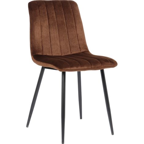 CLP – Chaise de salle à manger Dijon – Piètement métal noir – Revêtement velours marron – Confort optimal – Hauteur d'assise 48 cm (1/6)