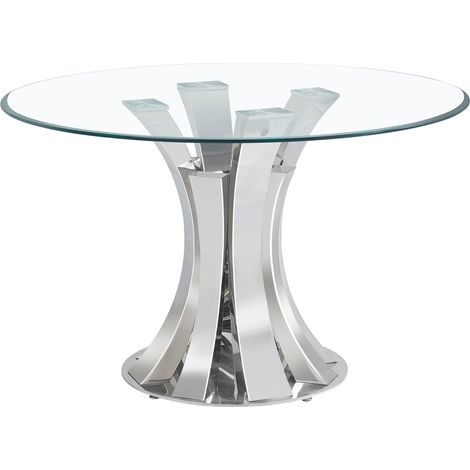 Table à Manger Ronde JUDITH – Chrome & Verre Trempé – Ø120 cm (1/5)