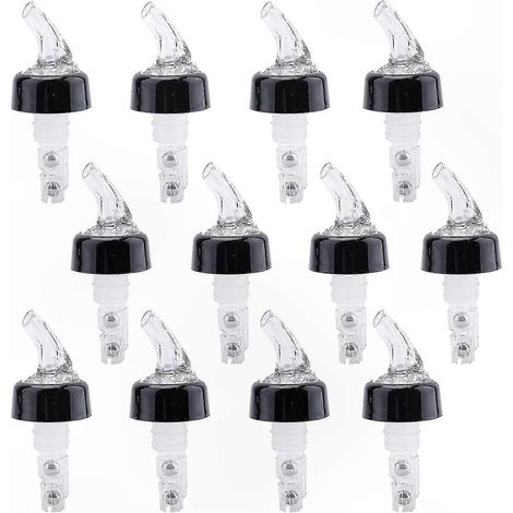Lot de 12 doseurs automatiques de 30 ml, becs verseurs anti-fuites pour un dosage rapide de spiritueux, verseurs à vin et à cocktails pour bar à domicile (1/5)