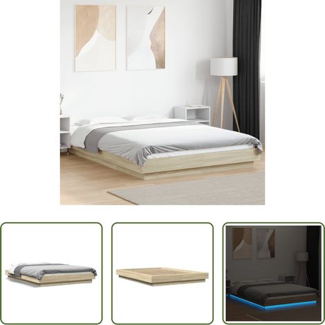 LED-Leuchten - Bettgestell mit LED Sonoma-Eiche 120x200 cm Holzwerkstoff (1/5)