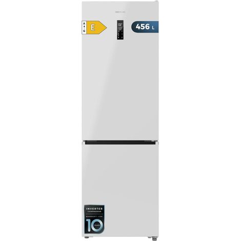 Kombikühlschrank aus schwarzem Glas, 200 cm hoch und 59,5 cm breit, 356 L Fassungsvermögen, Total No Frost, Energieklasse E.