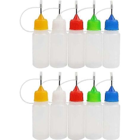 10 flacons de colle à embout fin, flacons applicateurs de colle, flacons de peinture acrylique (bon état) (1/5)
