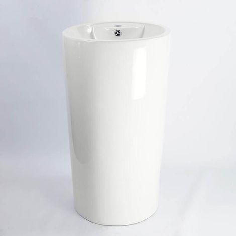 Lavabo Totem Cylindre - Céramique Blanc - 46x82 cm - Sigma